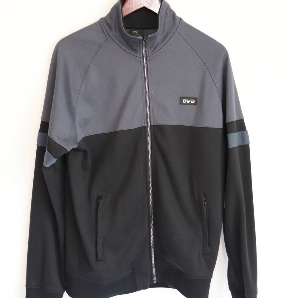 October's Very Own OVO Runner Logo Zip-Up Track Jacket Black/Gray Size Large